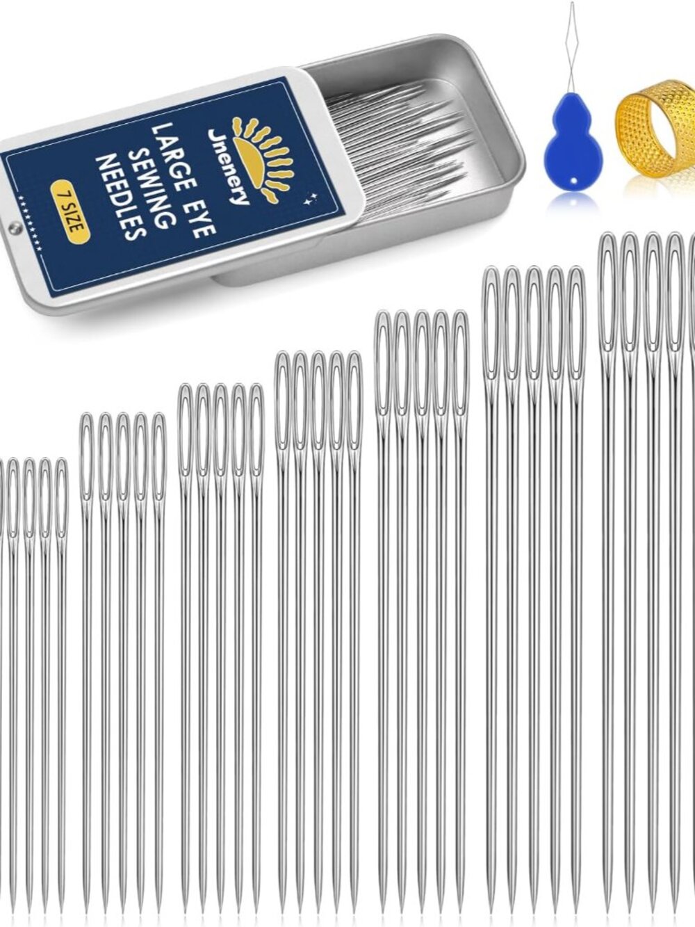 Large Eye Sewing Needles 7Sizes Stainless Steel Needles Hand Sewing
